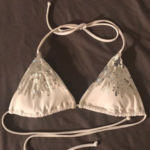 White string bikini top with sequin detail